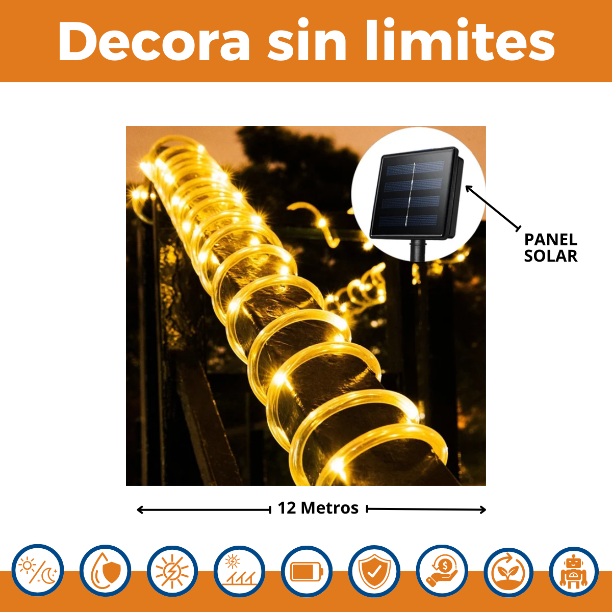 Luz Solar navidad Guirnalda Guia