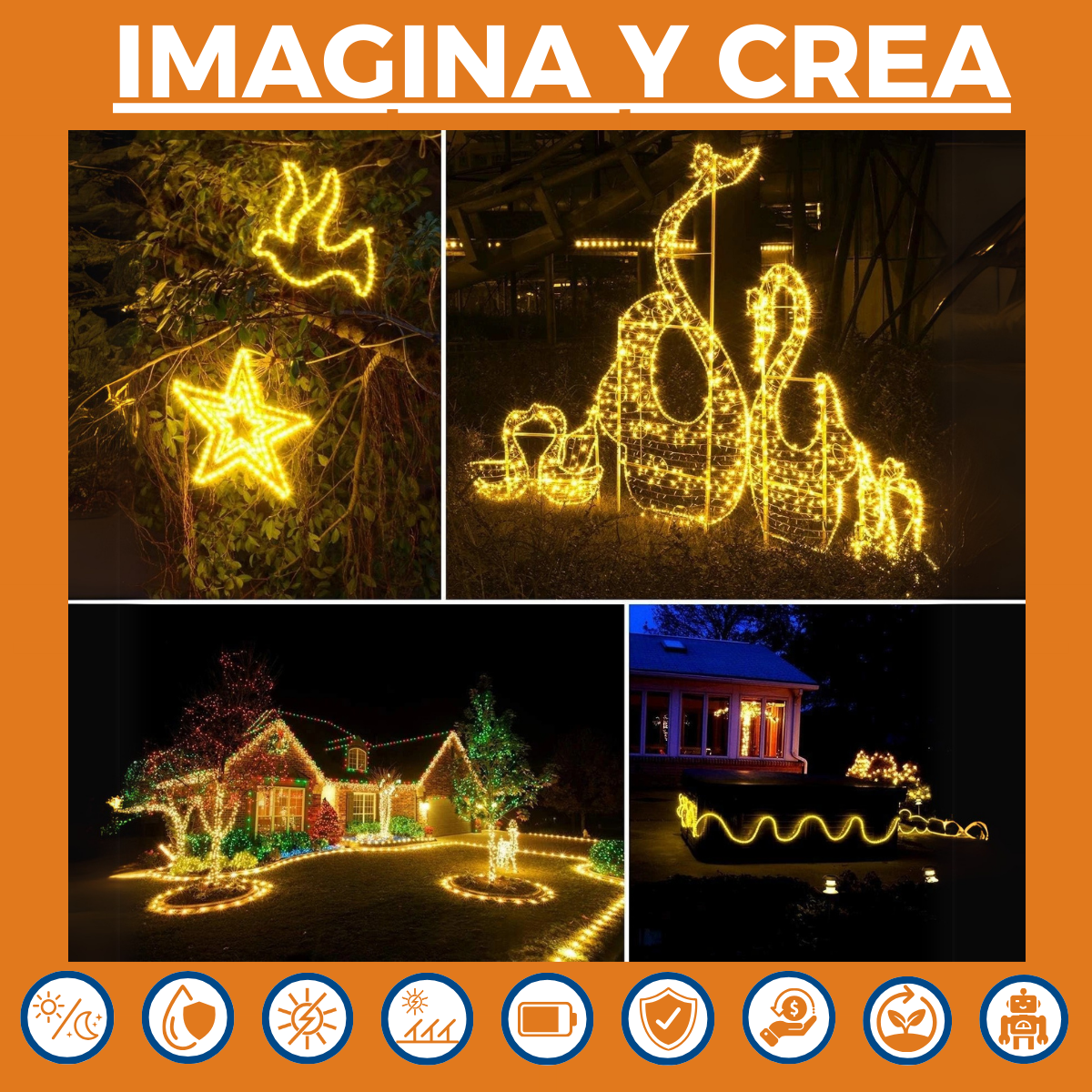 Luz Solar navidad Guirnalda Guia