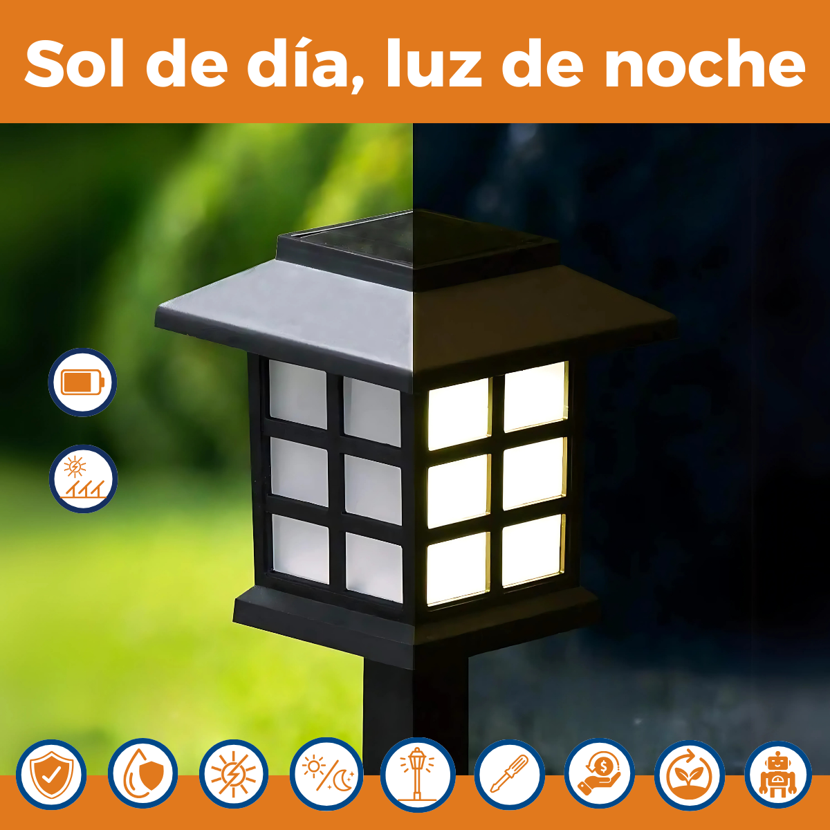 Estaca Solar de Jardín - Estilo japonés (x2) - Luz Led