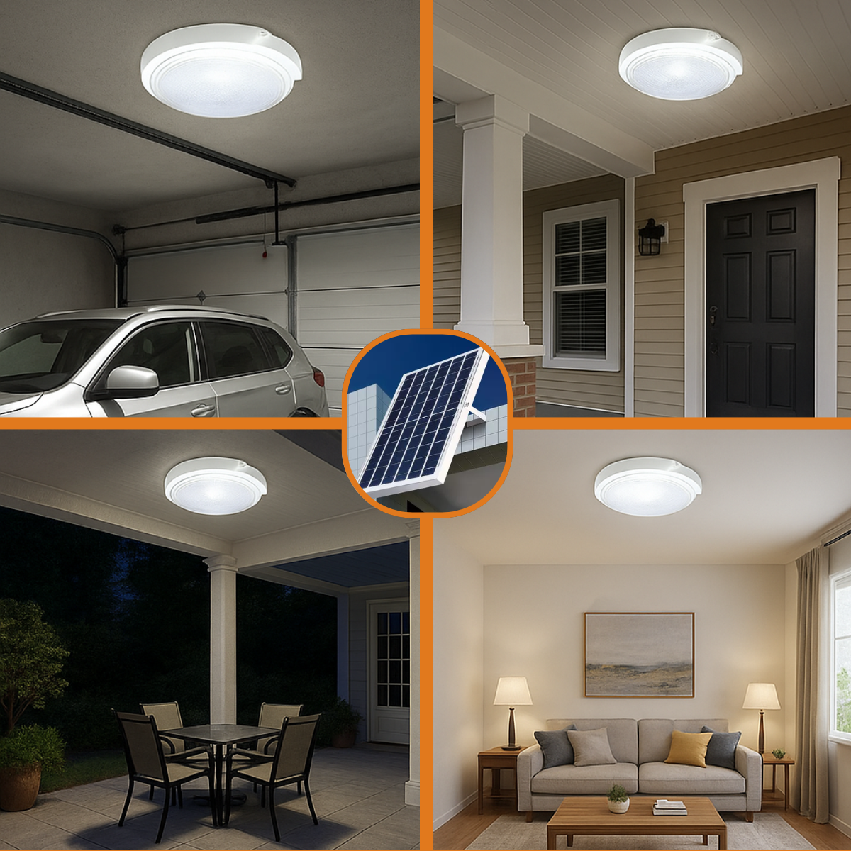 Plafón Solar Led - Interior y exterior con Panel