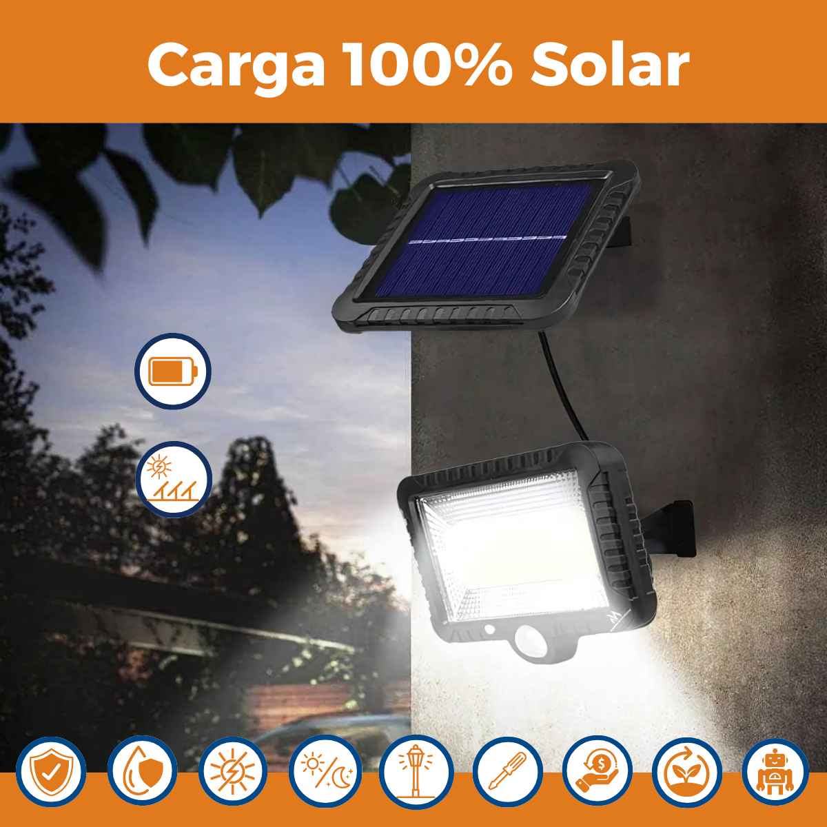 Foco Lámpara Solar Luz Led con Sensor De Movimiento