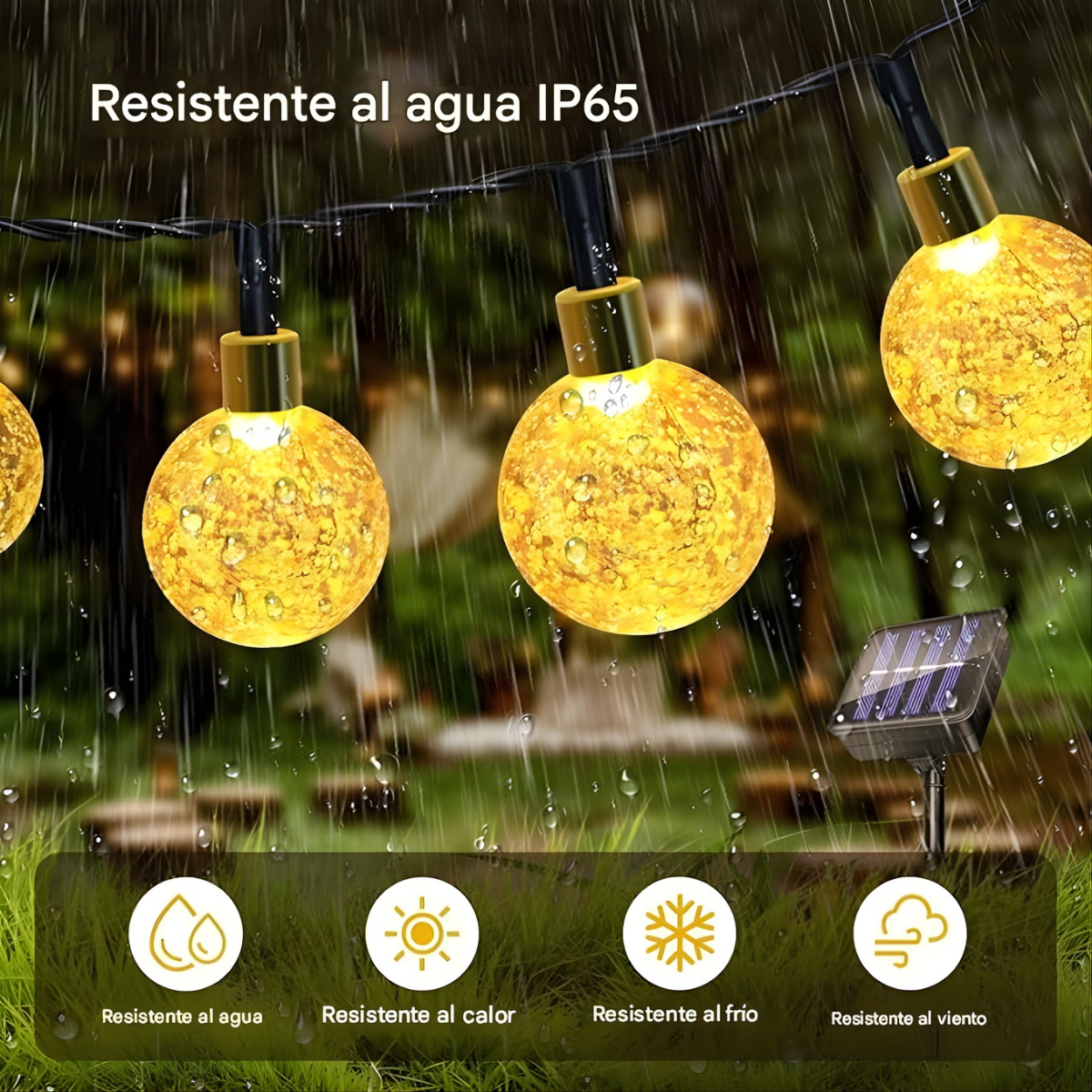 Guirnalda Led Solar 6 Metros 30 Luces 8 Funciones