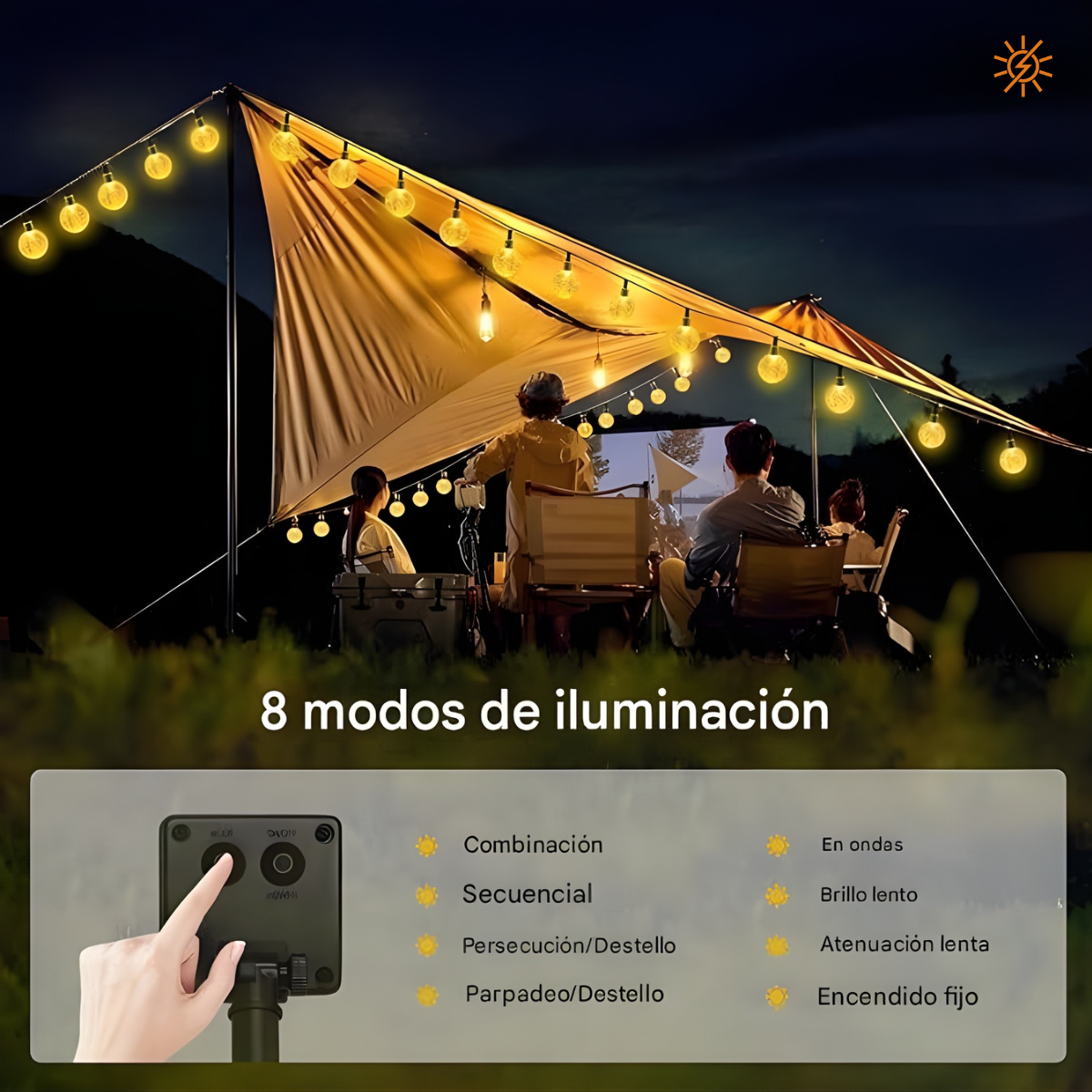 Guirnalda solar LED luz cálida para patio - Thrive
