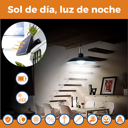 Lámpara Solar Colgante LED para Interior o Exterior con Panel Solar