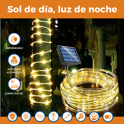 Luz Navideña Solar Guirnalda Manguera 12m