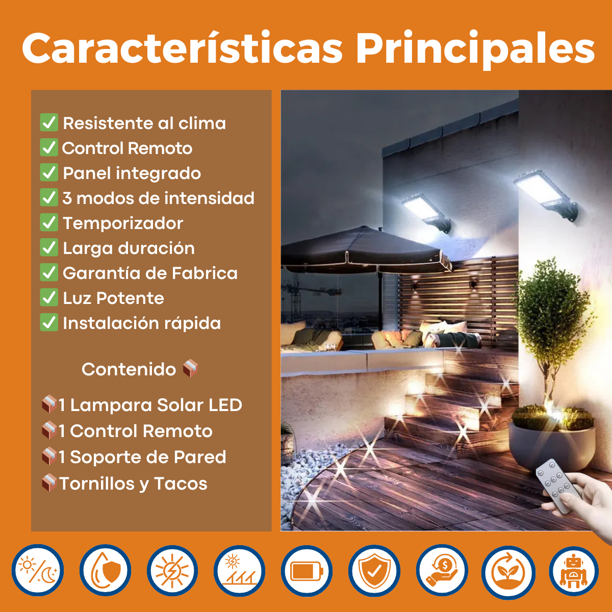Luz Solar Led -  Gran Potencia, Seguridad