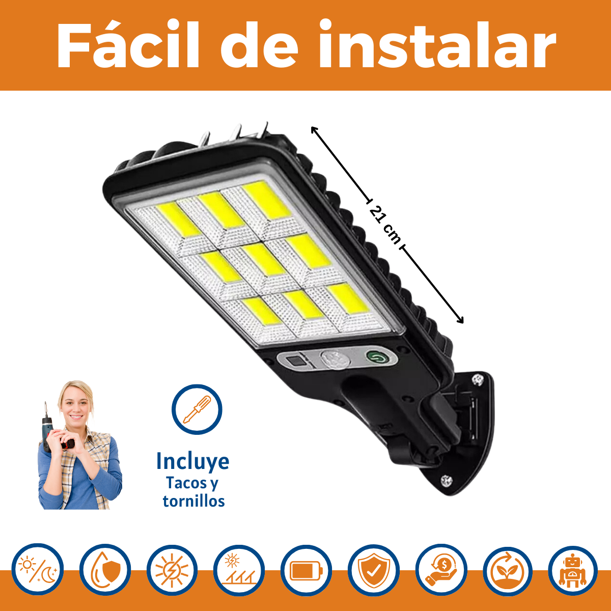 Luz Solar Led -  Gran Potencia, Seguridad