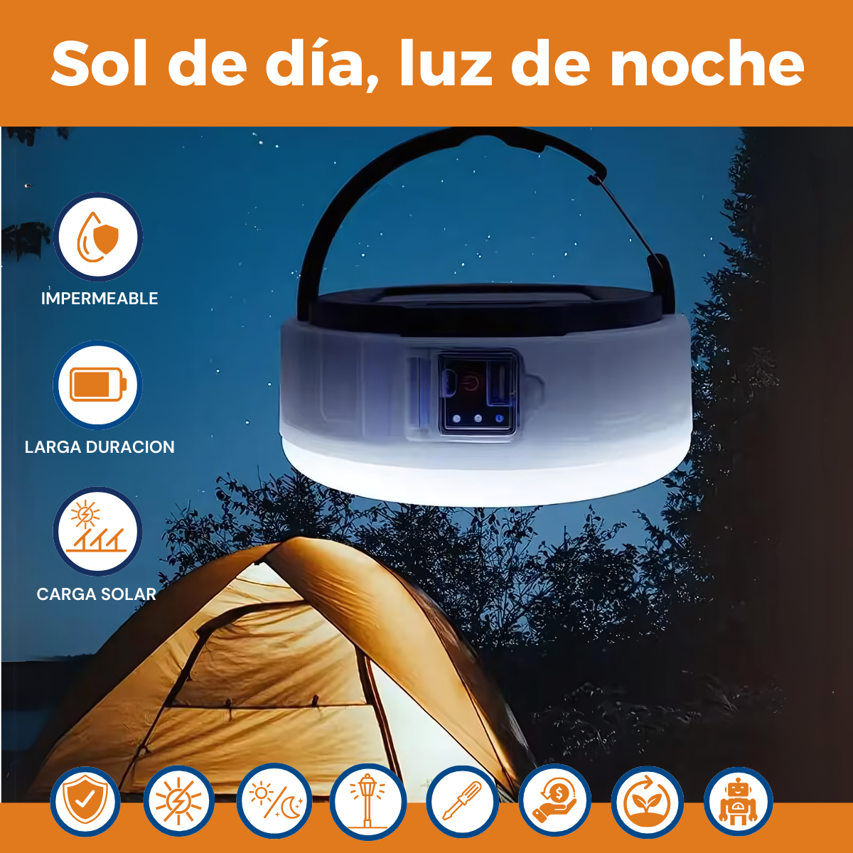 Lámpara Solar con Banco de Energía Integrado