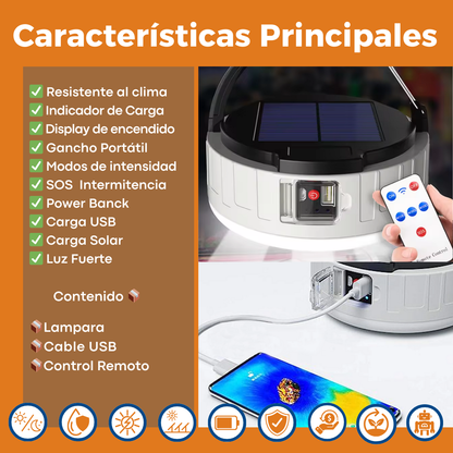Lámpara Solar con Banco de Energía Integrado